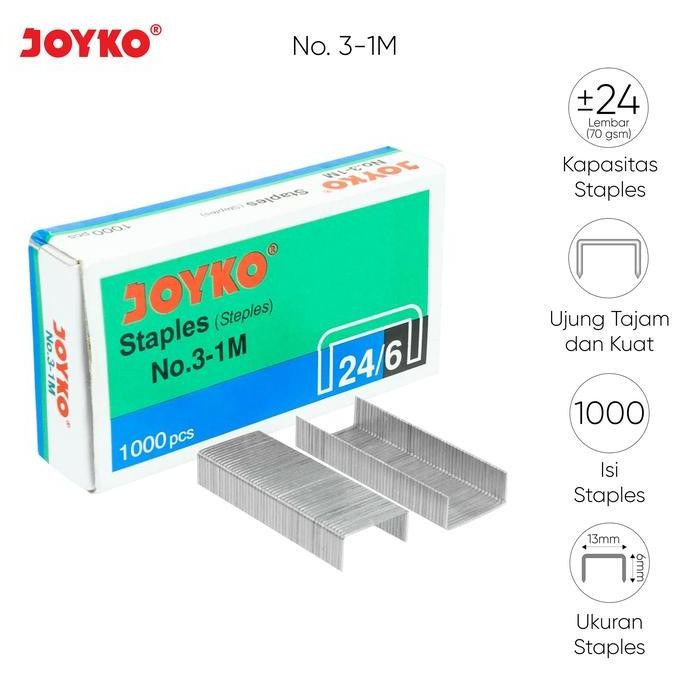 

ready JOYKO STAPLES NO.3 ISI STEPLER BESAR HEKTER JOYKO NO.3-1M [20PCS] murah