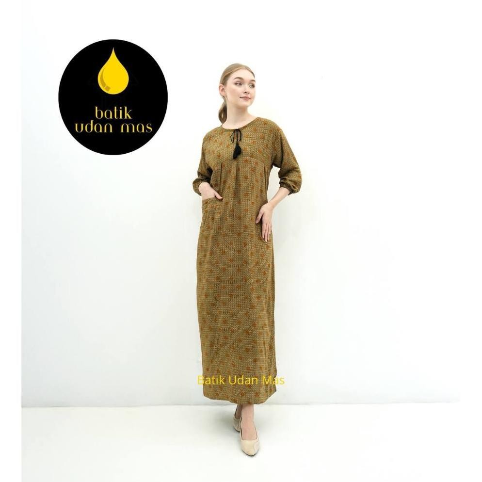SALE Batik udan mas-Dress Evelia Bahan Rayon premium/Gamis Evelia kekinian/Dress Jumbo Oversize aw-9