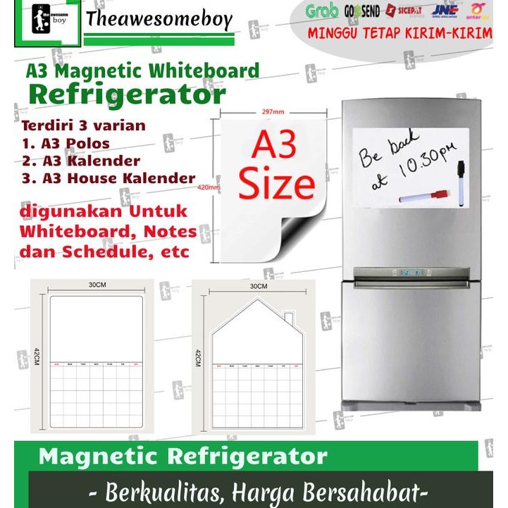 

New Magnetic Whiteboard Refrigerator Kertas Jadwal Kalender Magnet Kulkas