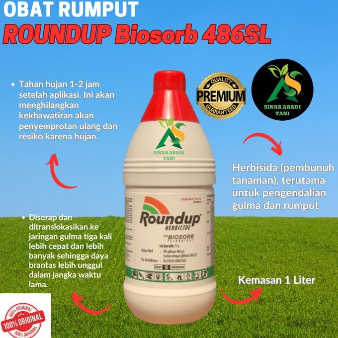 Roundup 486 SL Obat Rumput Liar / Gulma ( Herbisida ) 1 Liter murah