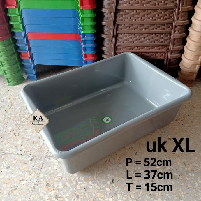 Bak Segi Korea Besar Ukuran XL / Baskom Plastik Kotak Segi Bak Kucing