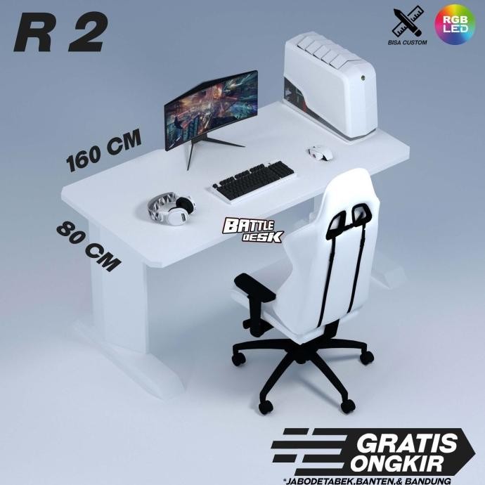 ready  Meja Komputer Gaming PC Desk RGB murah 160x80 - Battledesk R 2 HITAM