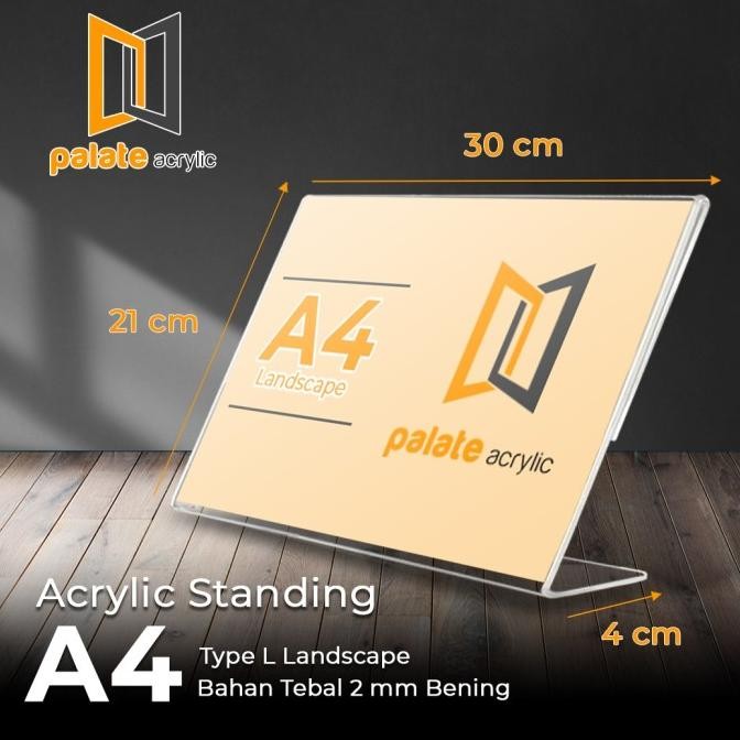 

tyS Acrylic Tent Holder / Tempat Brosur Akrilik Landscape ukuran A4 L