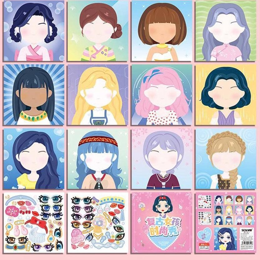 

[original] 12pcs mainan stiker ganti muka, stiker ekspresi girl change makeup stickers [terlaris] [terbaik]