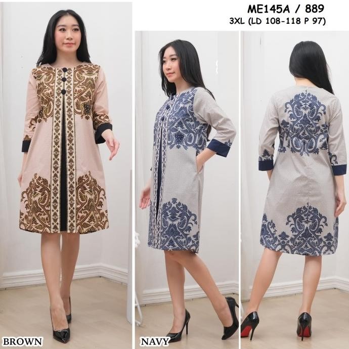 Promo Dress Batik Wanita Tangan Panjang Reg - JUMBO ME145A