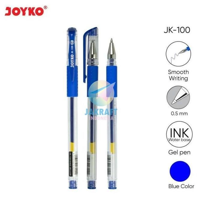 

tyS (12 Pcs) GROSIR Pulpen Gel Pen JOYKO JK-100 King Jeller 0.5 mm Koleksi Warna Lengkap Hitam Black / Biru Blue / Merah Red Anti Macet Water Resistant Tahan Air | PACK