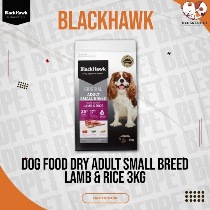 BEBAS ONGKIR - BLACKHAWK Dog Food Dry Adult Smallbreed LAMB & RICE 3kg (Small Breed)