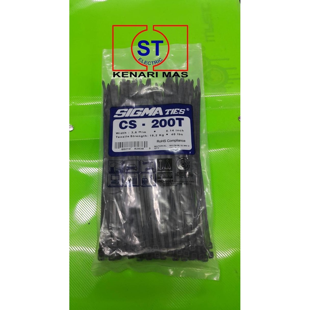 

tyS Kabel Ties / Kabel Tis / Cable Tie CS 200 T HITAM 20 cm SIGMA