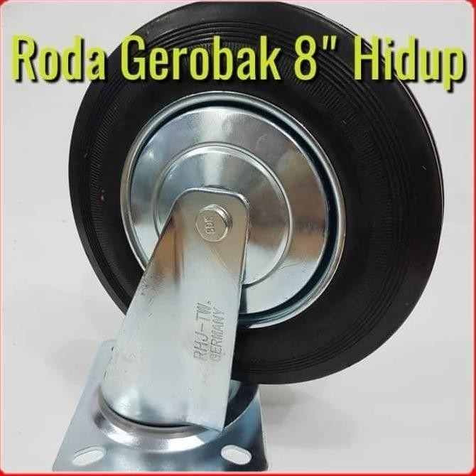 Murah Roda Troli 8 Inch (Mati/Hidup/Rem/Wo) Roda Karet Gerobak Rhj