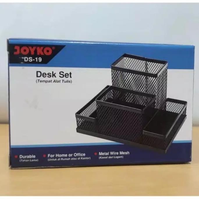 

tyS Desk Set JOYKO DS19/Pen Holder/Tempat Alat Tulis Jaring/Pen Stand Besi Hitam