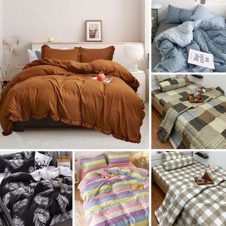 PART 3 / SPREI AESTHETIC HOMEMADE / SEPREI KOTAK EMILY DELON / SPREI POLOS WARNA HITAM ROMANTIC