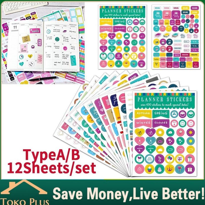 

[original] planner sticker diy scrapbook (12sheets=730pcs) - bullet journal sheets [terlaris] [terbaik]