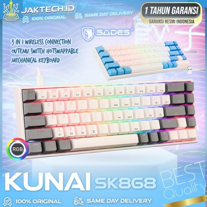 Sades Kunai SK868 Gateron Hotswap 3in1 Wireless Mechanical Keyboard