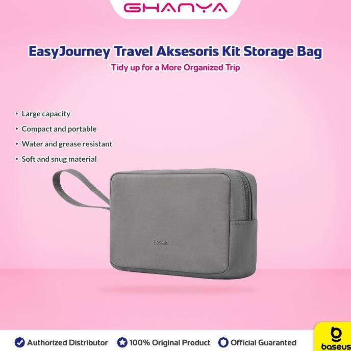 BASEUS EasyJourney Travel Aksesoris Kit Storage Bag Powerbank Kabel Charger Dompet HP Tas Kecil Mini