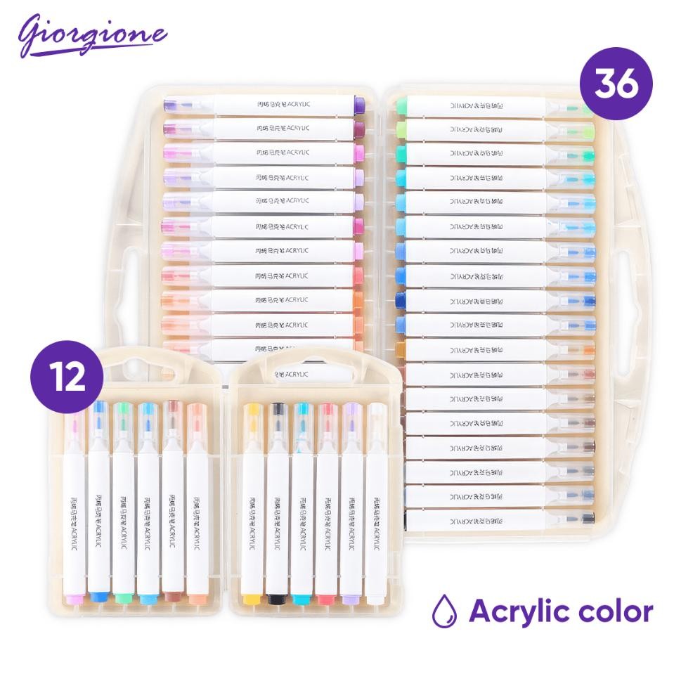 

baru !!! Giorgione Acrylic Markers Set Spidol 12/24/36/48 Warnas G-AM-BS