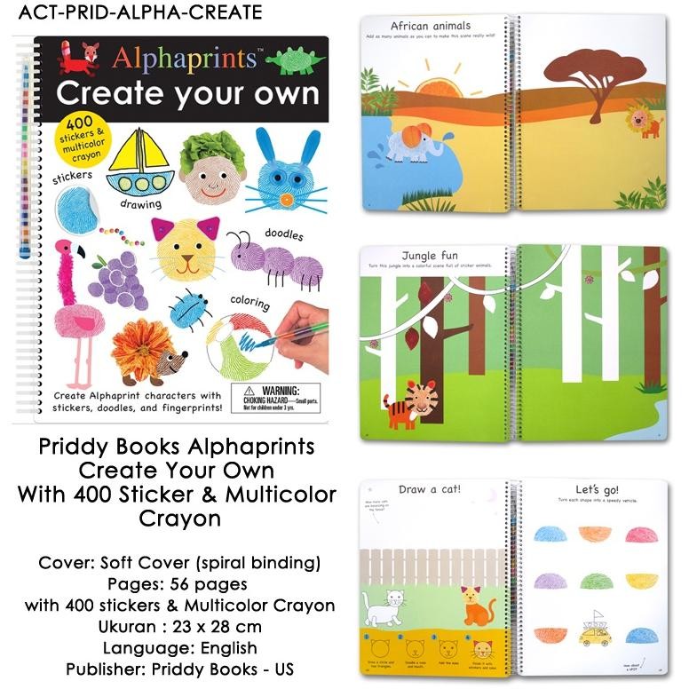 [Priddy Books] Priddy Books Alphaprints Create Your Own With 400 Sticker & Multicolor Crayon murah