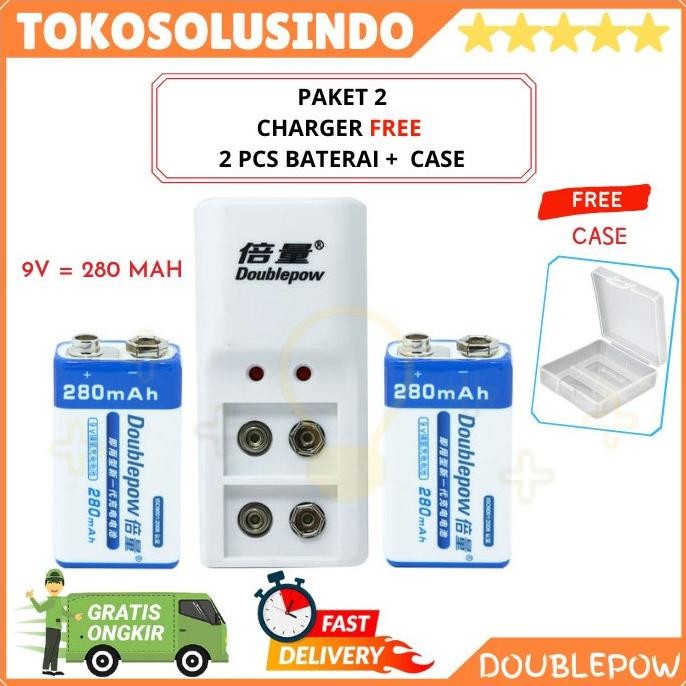 Cas/Charger Batre / Battery Kotak 9V DOUBLEPOW ORIGINAL Rechargeable