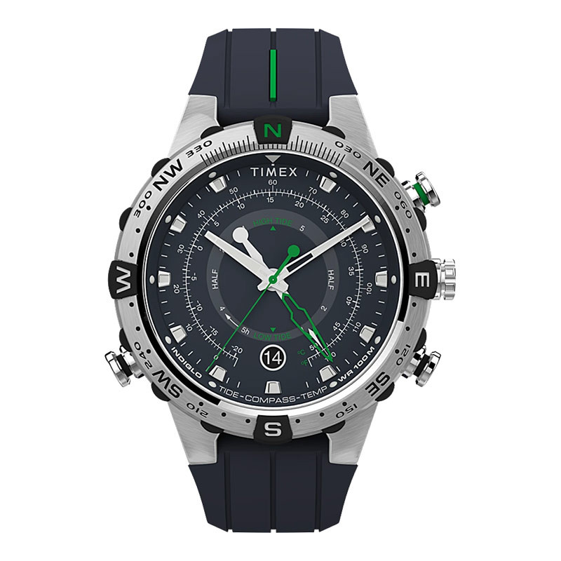 Jam Tangan Pria Timex Expedition TW2V22100 North Tide Temp Compass Blue Dial Blue Silicone Strap