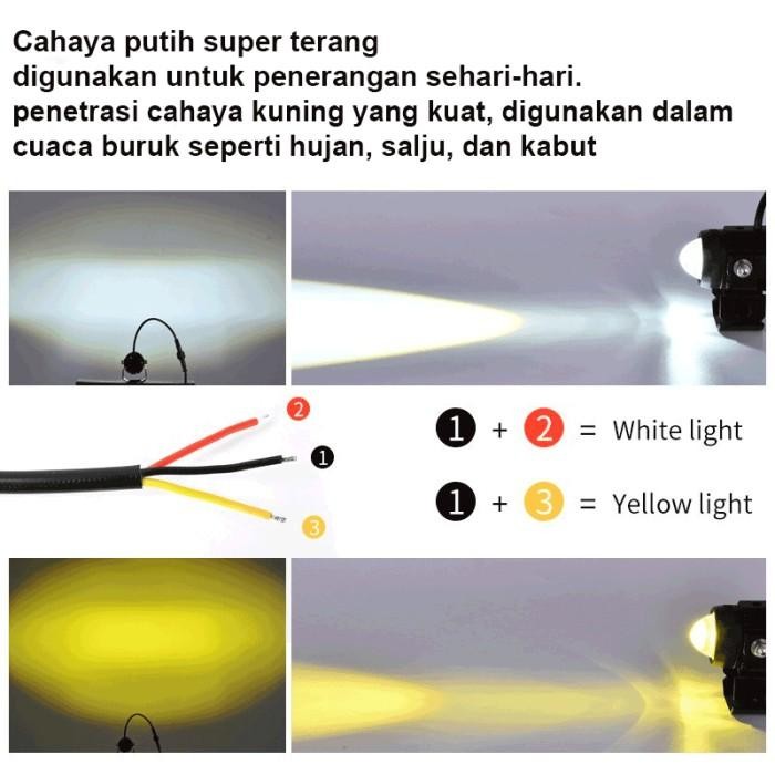 Lampu Led Motor Dan Mobil 2 Mode Lampu Dekat Kuning/Lampu Jauh Putih