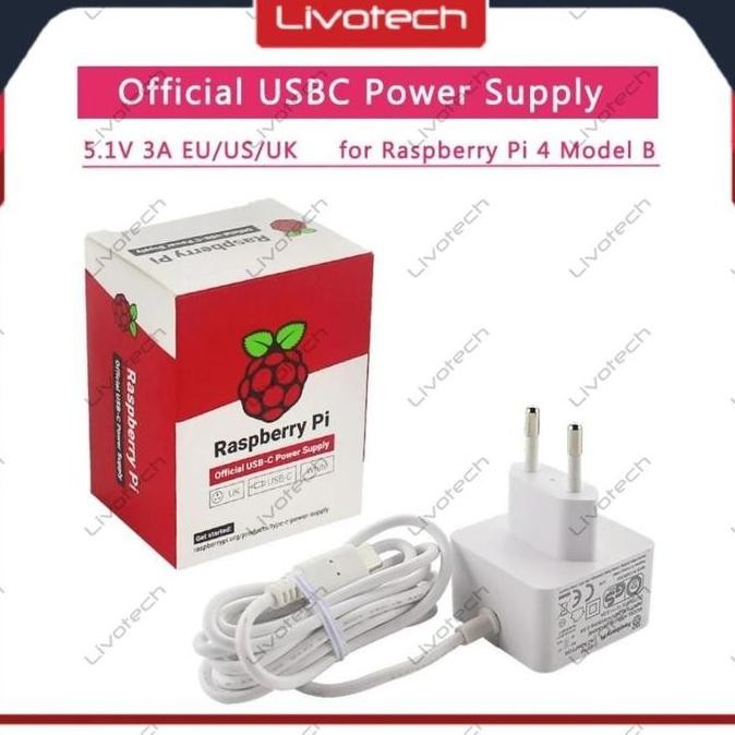 Adaptor Original Rasberry Pi 4 Adapter 5.1V 15.3W Official Usb New Stok
