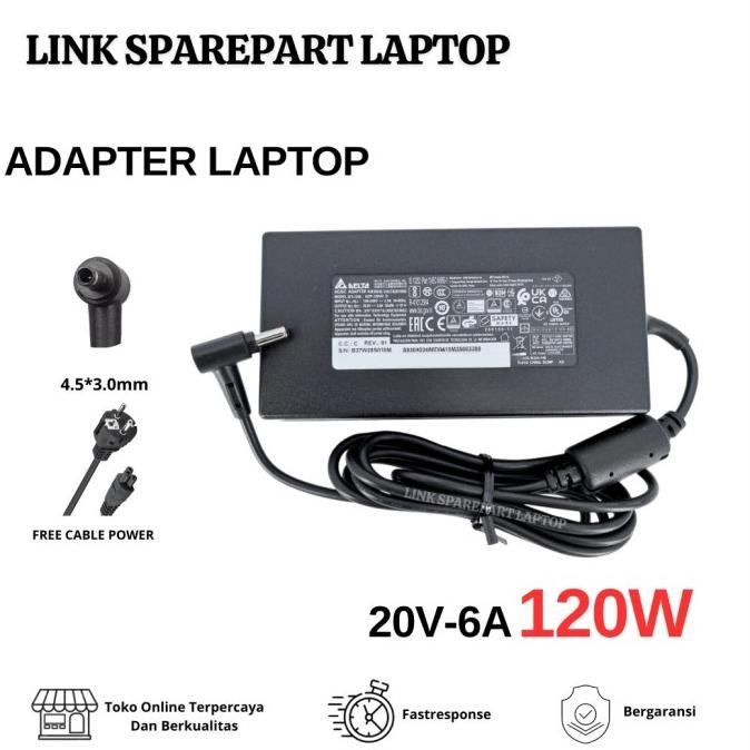 Adapter Laptop Delta 20V 6A 120W Adapter Msi Gf63 Thin 11Sc-430Ca Adp-120Vh D Ac Power Charger New S