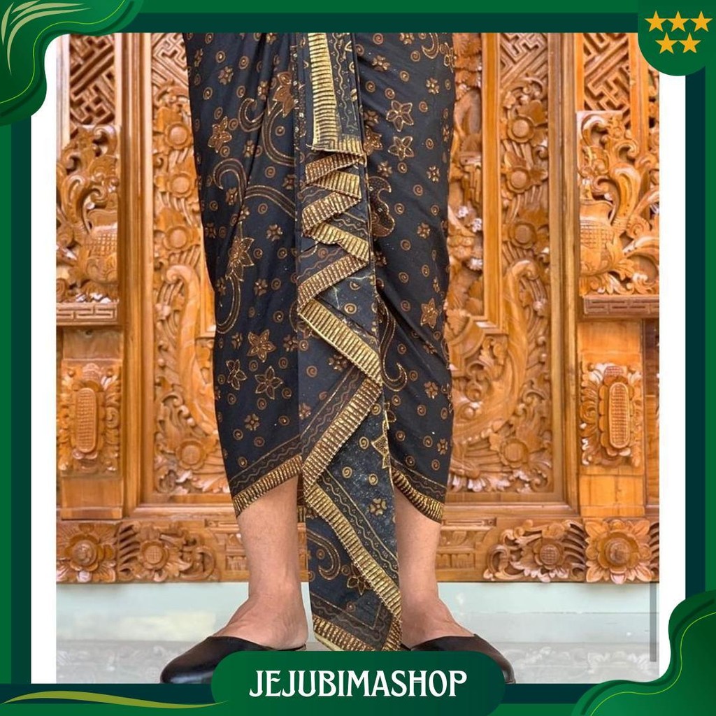 Paket Kamen Batik Kancut Jadi + Udeng Putih Setengah Jadi + Bunga Pucuk Hiasan Siap Kirim