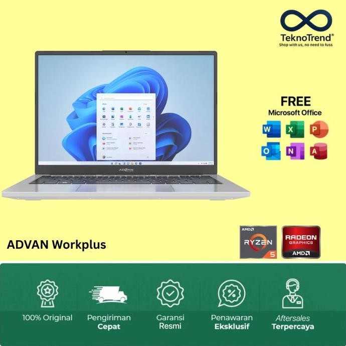 ADVAN WORKPLUS AMD RYZEN 5 6600H 16GB 512GB  14" FHD IPS ORIGINAL DAN TERPERCAYA