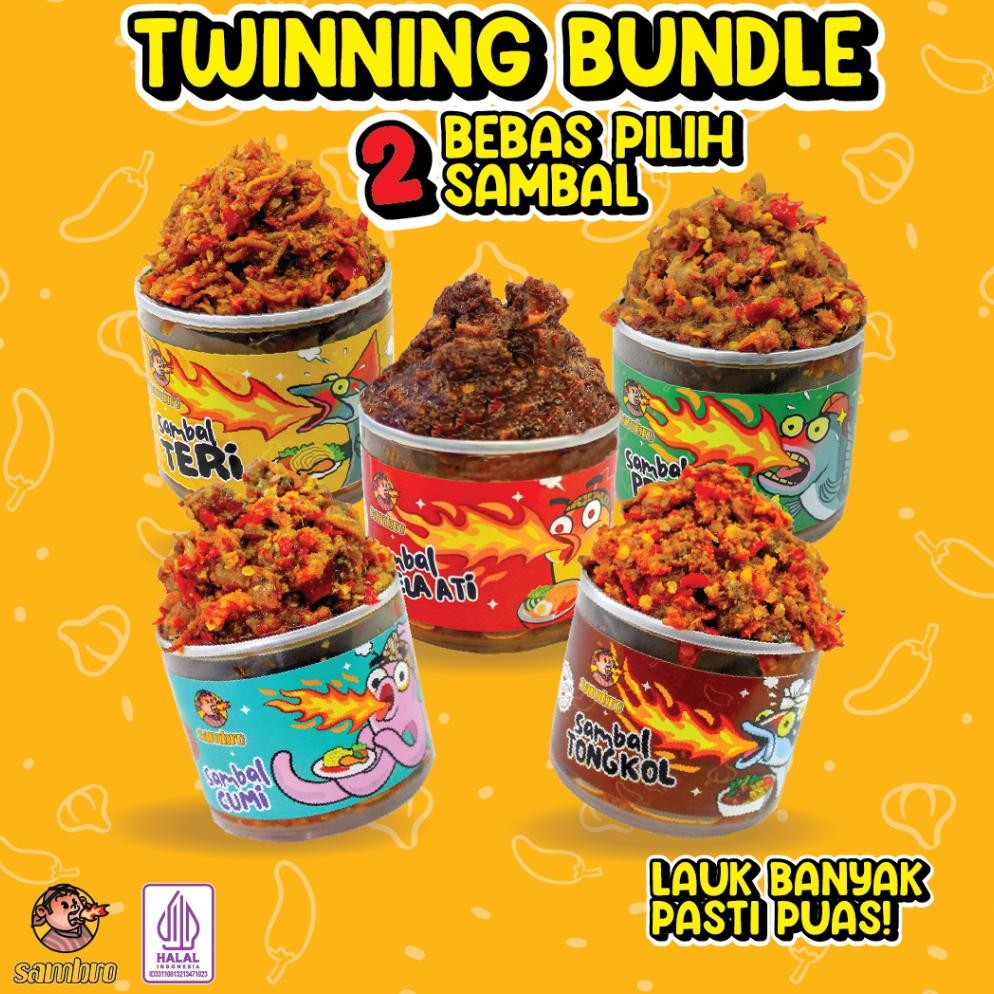 

READY STOK Sambro - Paket Twinning (2 x 150g) Pilih 2 pcs (Cumi, Tongkol, Teri, Ati Ampela, Pedho) Siap kirim