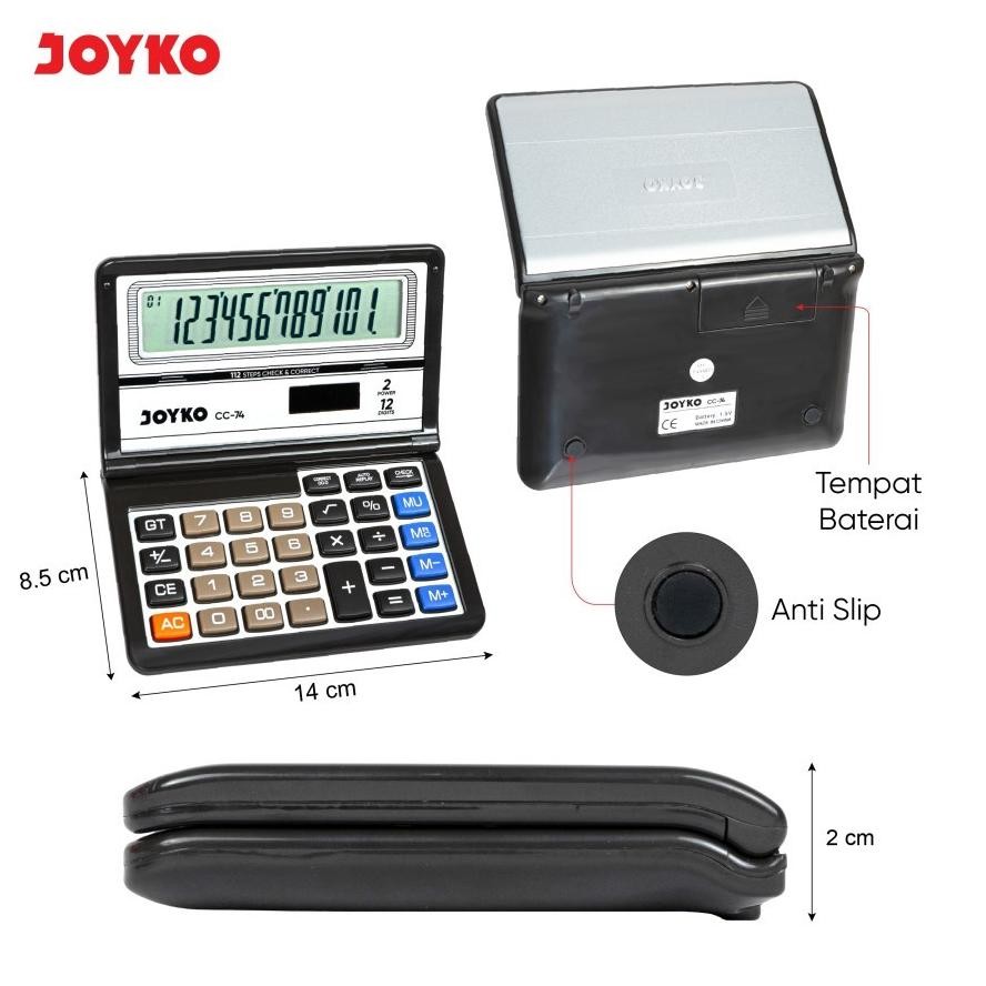 

AS25 We69 KALKULATOR CHECK & CORRECT JOYKO CC-74 - Calculator Lipat Saku CC74 BIG LCD Murah Murah