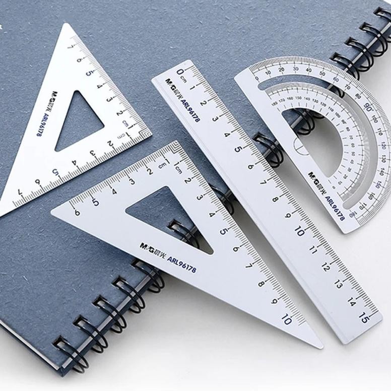 

wwr-76 ed-76 M&G Alumunium Alloy Ruler Set 4Pcs Alat Ukur Set / Student Math Set Hemat Original