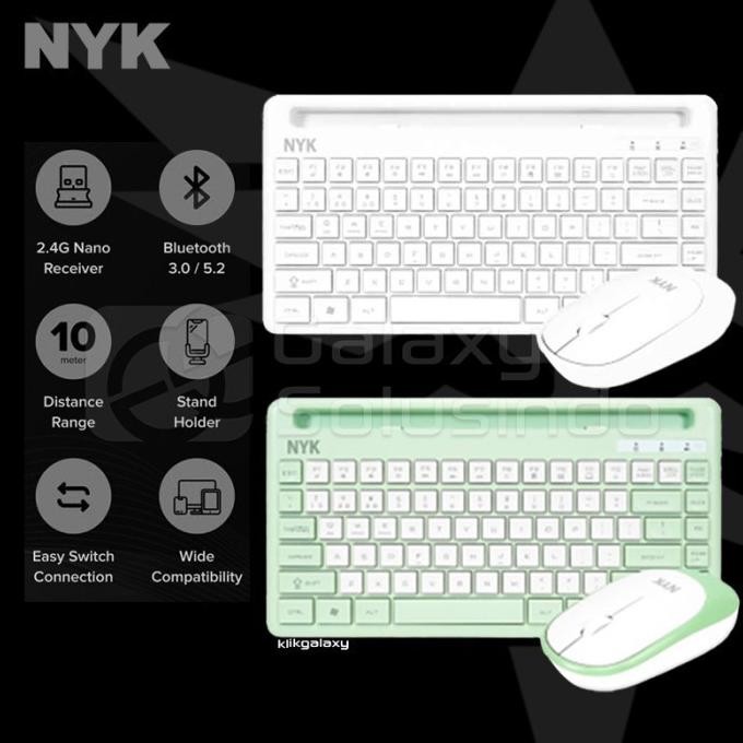 Nyk K50 K 50 Wireless Bluetooth Dual Mode Keyboard Mouse - Mint / White - White New Stok