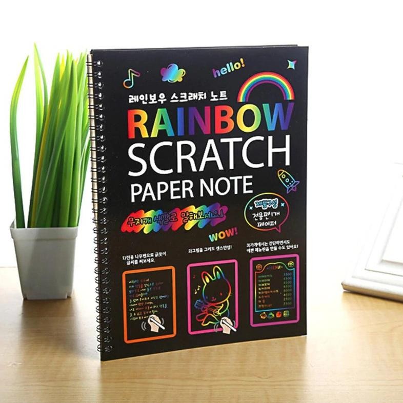 

TR24 jg-56 Magic Color Rainbow Scratch Paper Note book 19X26cm Terlaris Murah
