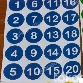 

Terlaris Stiker Bulat Nomor Huruf Angka 1 - 50 Diam 3Cm