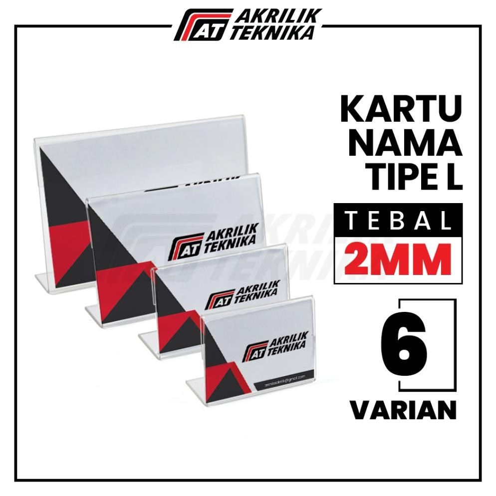 

redi Papan Nama Akrilik Stand / Display Meja Kantor Bisnis Kartu Name Tag Tipe L