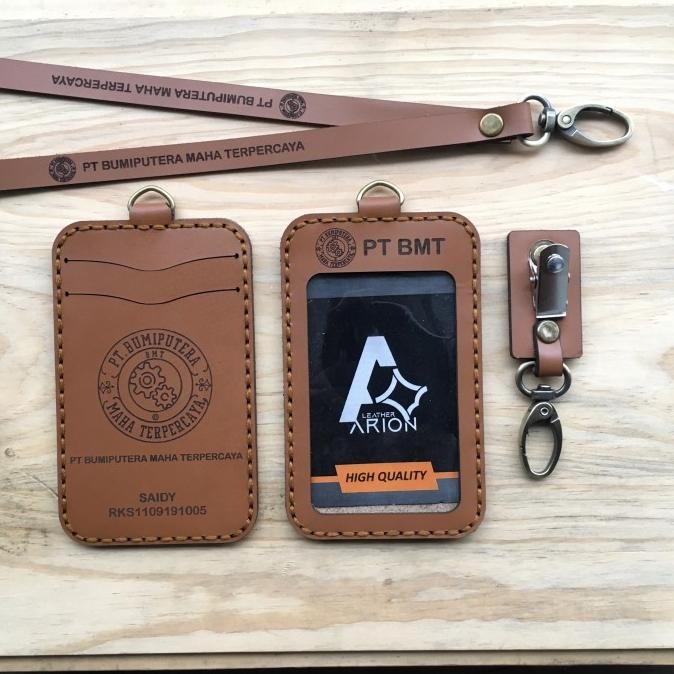 

new !!! lanyard id card custom name tag kulit gantungan id card murah