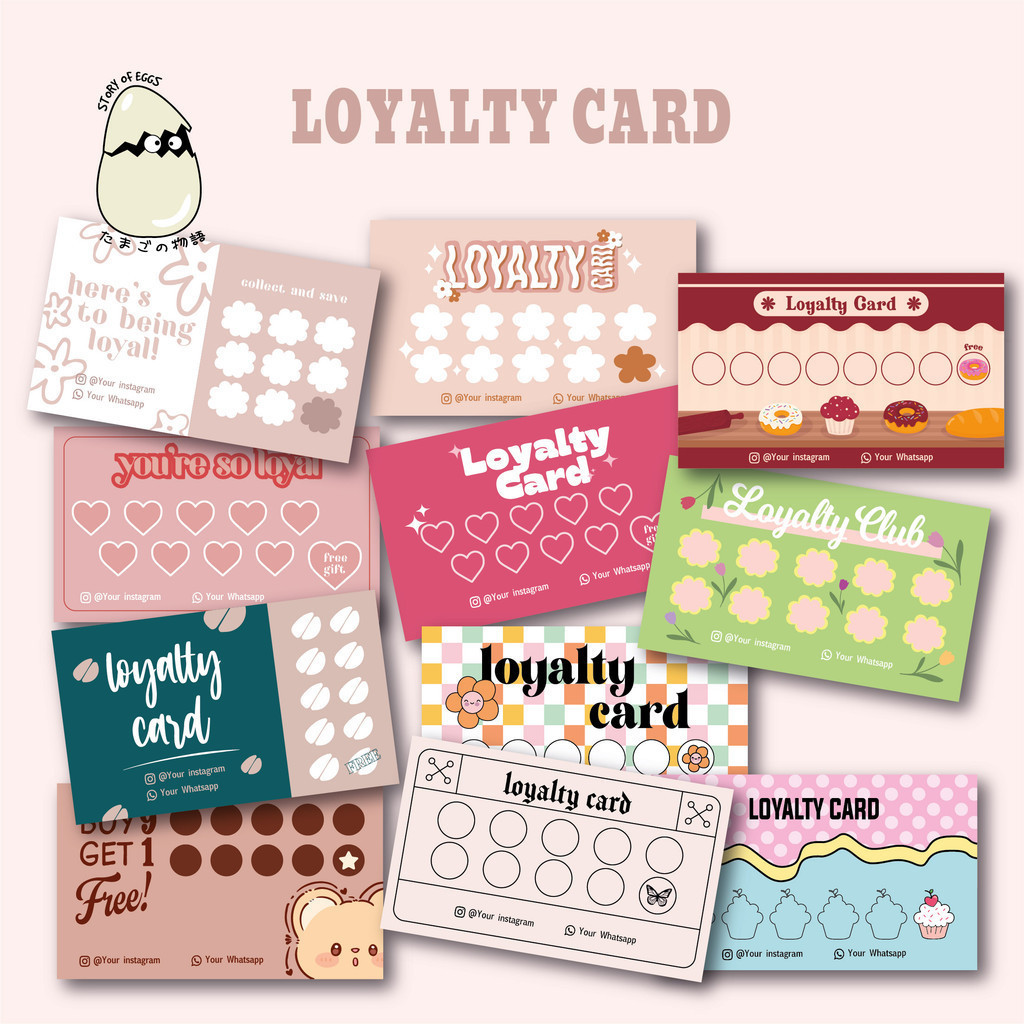 

Custom Loyalty Card - Aesthetic untuk Online Shop - Kartu Loyalitas stamp card nail card shop card