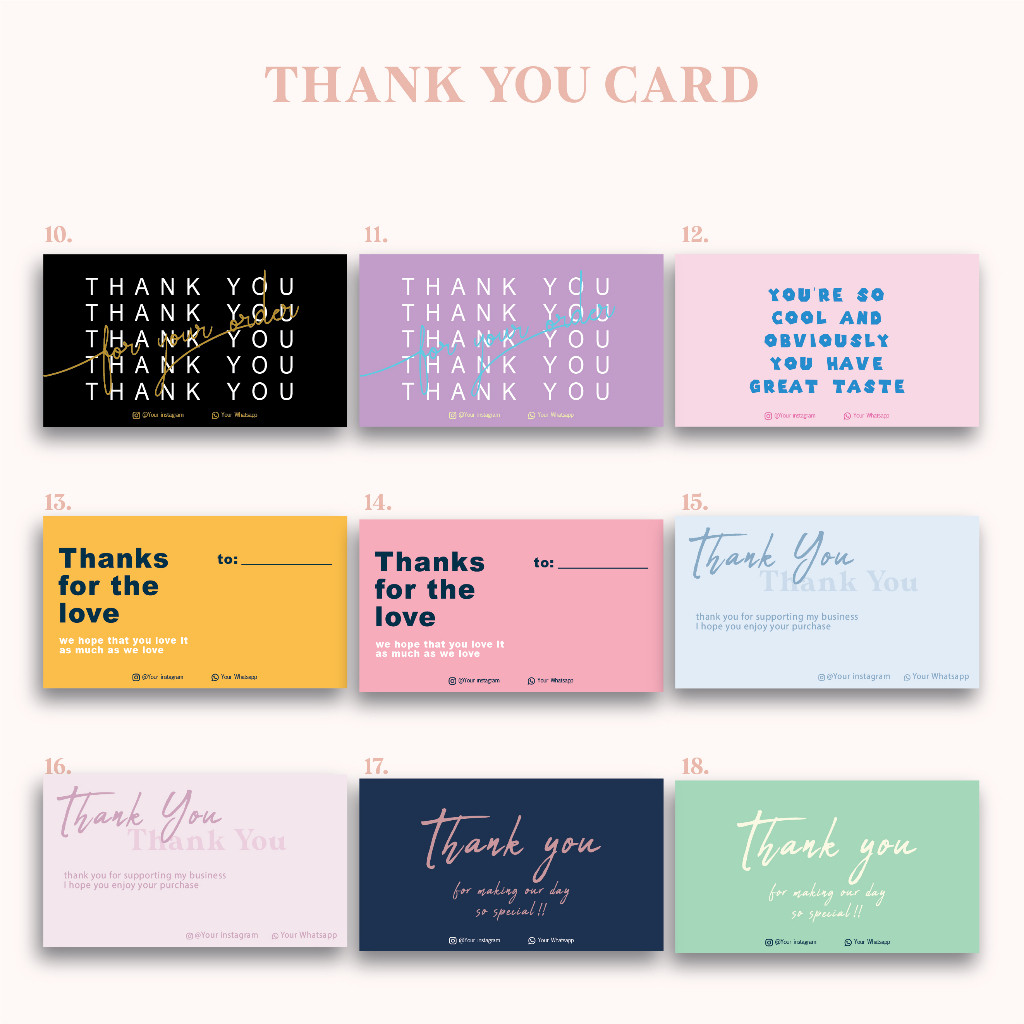 Thank You Card Custom / Kartu Ucapan / Gift card / Sticker Thank You / Custom Kartu Ucapan