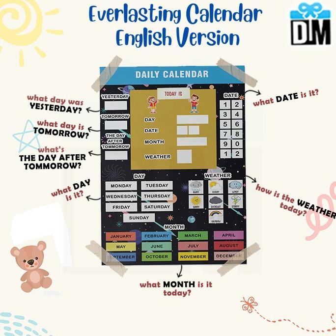 

new !!! Kalender Abadi Anak Edukasi Calendar of Kids Montessori Kalender Haria murah