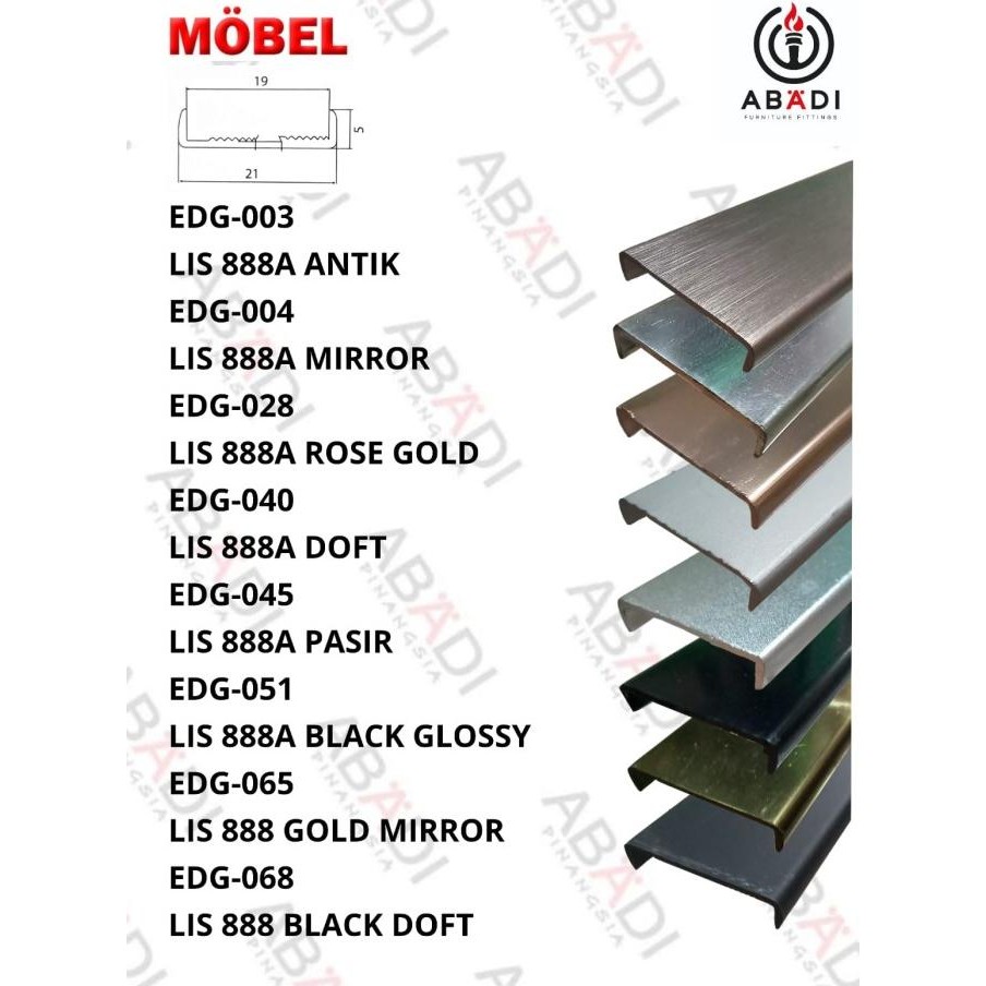 new  Lis Edging Alumunium Pinggiran Profil Frame Lemari murah