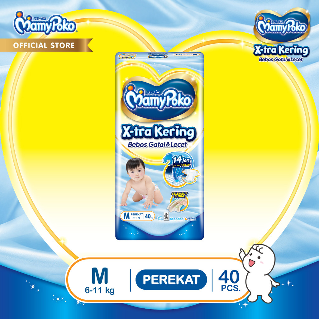 MamyPoko X-tra Kering - M 40 - Popok Perekat Newborn Bayi Baru Lahir