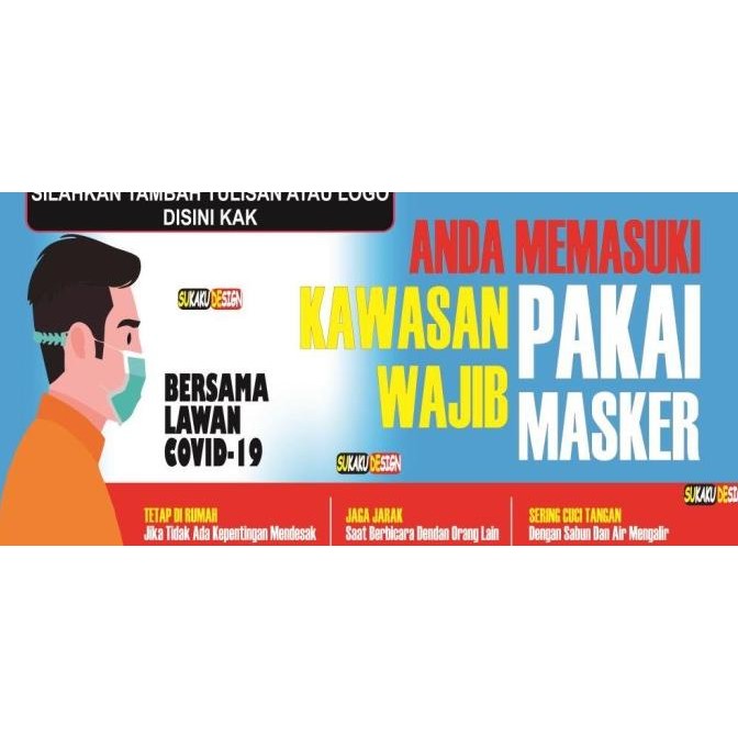 ready  SPANDUK / BANNER KAWASAN WAJIB MASKER murah