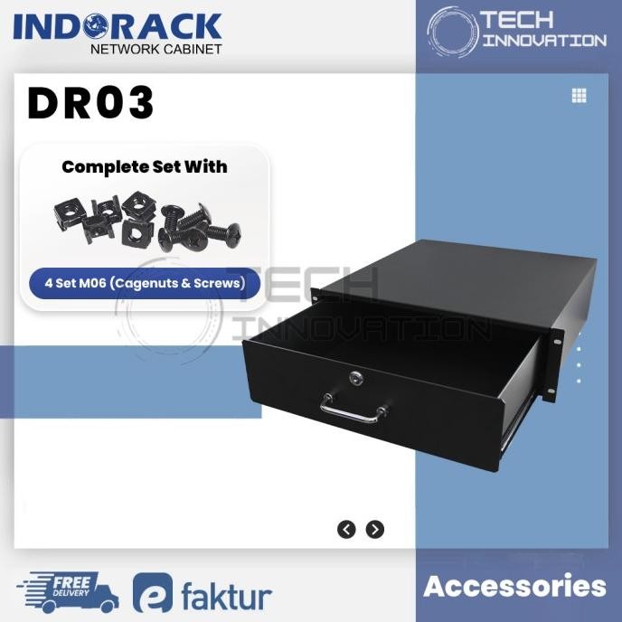 TERMURAH - INDORACK Drawer 3U Depth 460mm W/ Lock Laci Rackmount Rak Server DR03