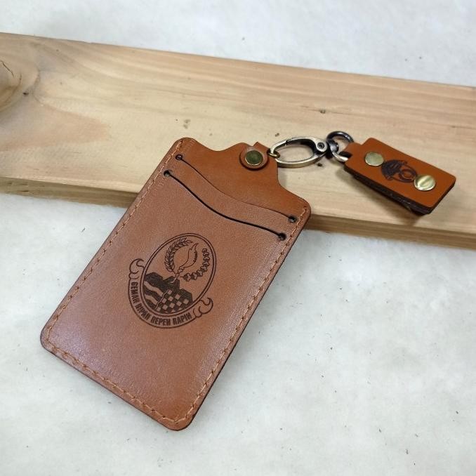 

new !!! Name Tag Id Card Holder Kulit Asli Model Jepit Saku - L.2B murah