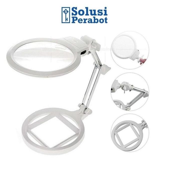 

TERLARIS - Kaca Pembesar Meja LED Lipat 2X 6X 130mm AE76 SP / Lampu Lup Lensa Magnifier