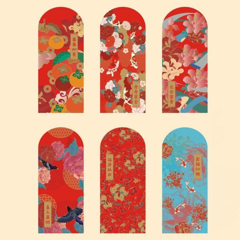 

Premium Isi 6 Money Envelope Wedding Amplop Uang Chinese Red Envelopes High Quality