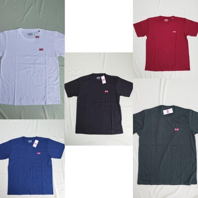 new  Uniqlo Kaos Oblong Pria Dewasa Baju uniqlo kaos Polos Tshirt Bordir Unisex murah