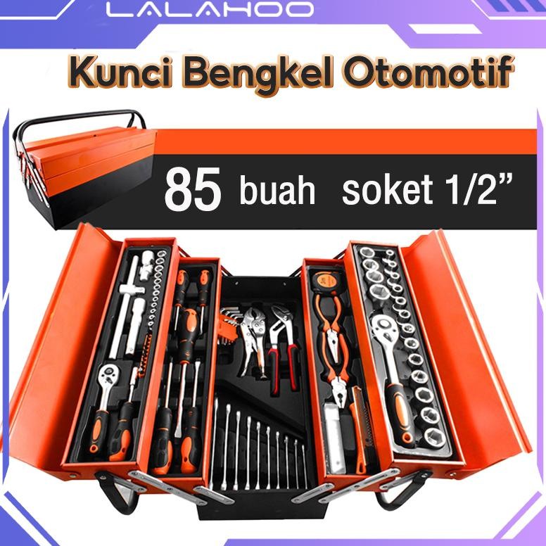 85 PCS TOOL KIT 85 PCS PERKAKAS KUNCI SOK SET PEKERJAAN MOBIL TOOL BOX SET ALAT BENGKEL  TOOL KIT ZT