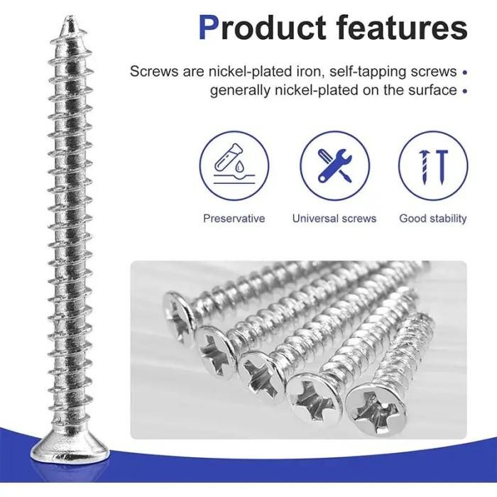 800Pcs/Set Screw Taping Self Drilling Screw Skrup Triplek Gypsum Screw Gypsum