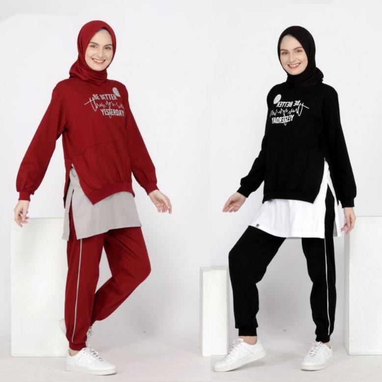 New Setelan Baju Olahraga Wanita Muslim Jumbo Senam Sepeda Muslimah