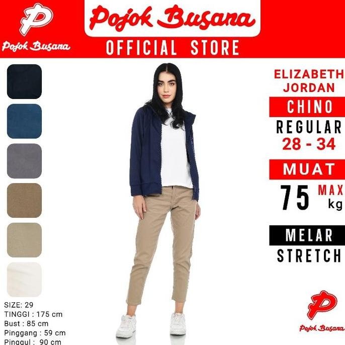 POJOK BUSANA CELANA PANJANG WANITA ZIPPER SLIM PREMIUM STRETCH - ELIZABETH JORDAN - LADIES PANTS - C